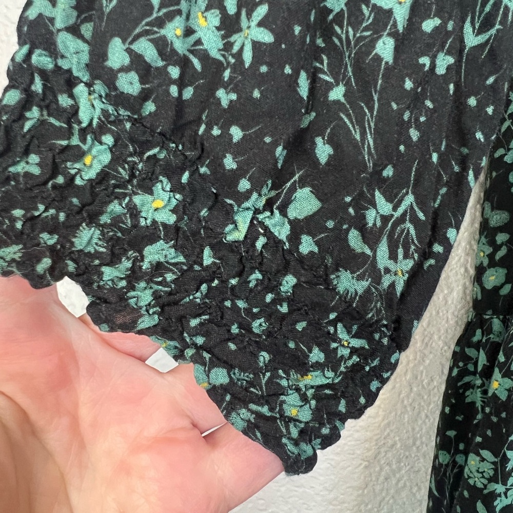 Zara Green Floral Long Sleeve Dress, M - Picture 4 of 7
